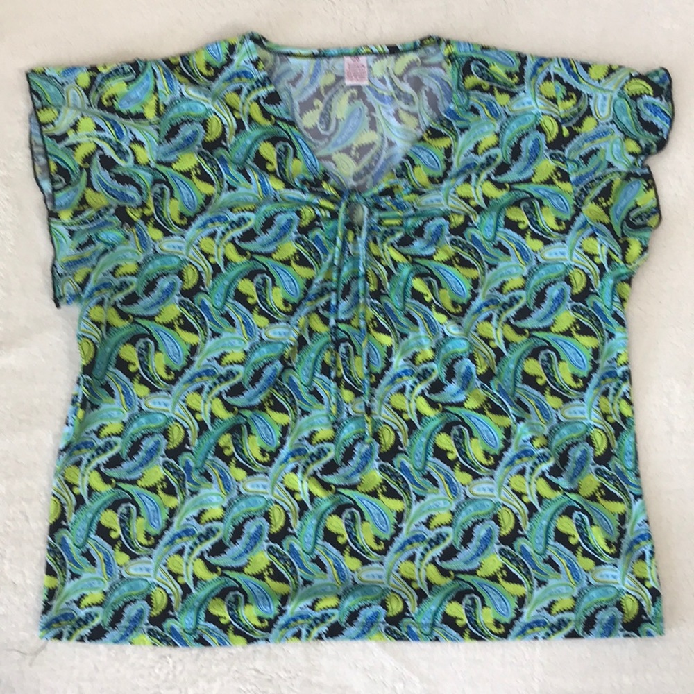Bobbie Brooks 2X (20-22) Blue/Green/Black Top